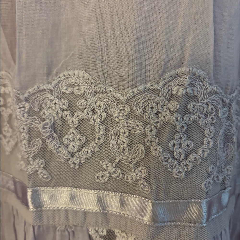 Free People chic Lavender cotton Maxi Lace-Trim Skirt. - Picture 3 of 6